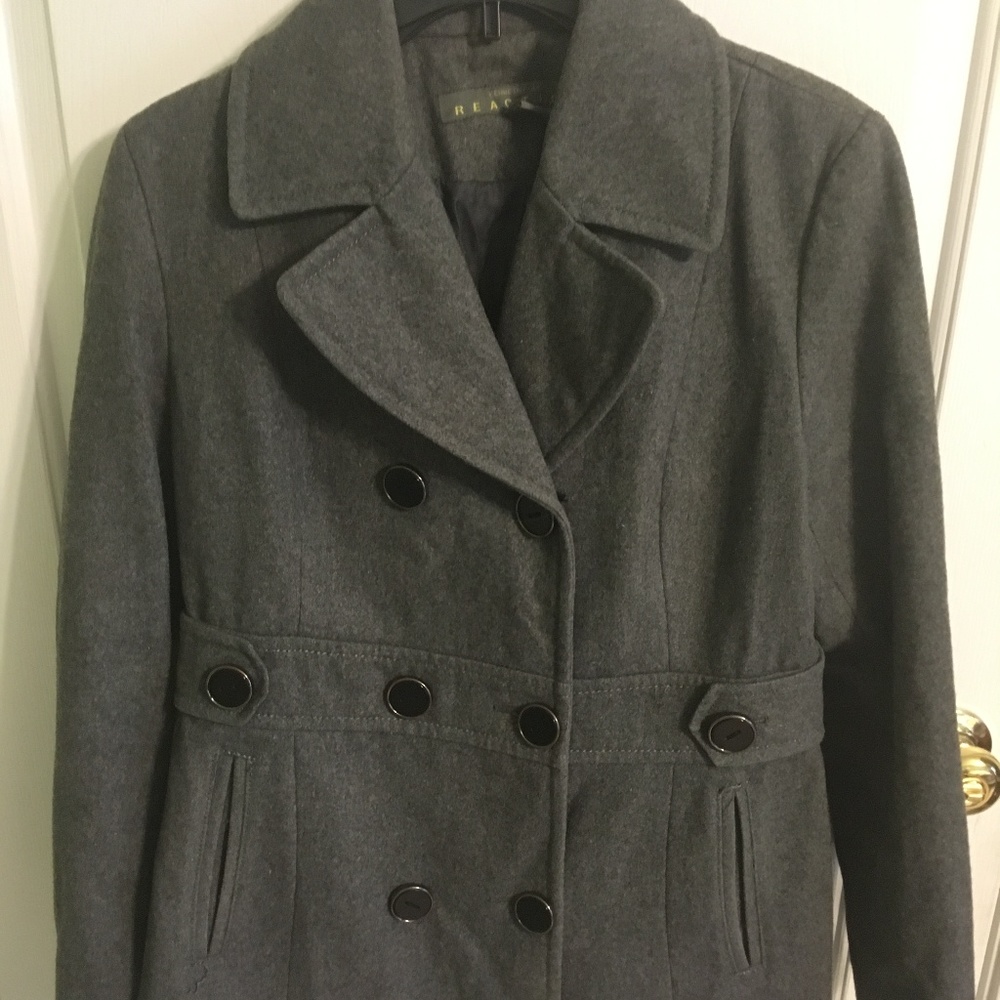 KENNETH COLE Reaction Gray Wool Pea Coat